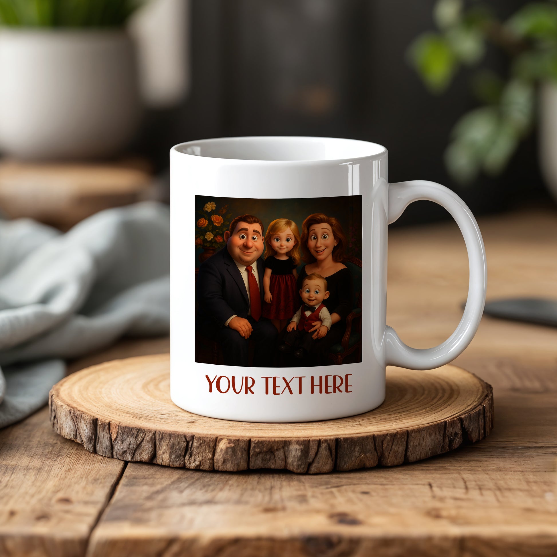 Personalized Cartoon Family Mug - Unique Gift for Mom, Dad