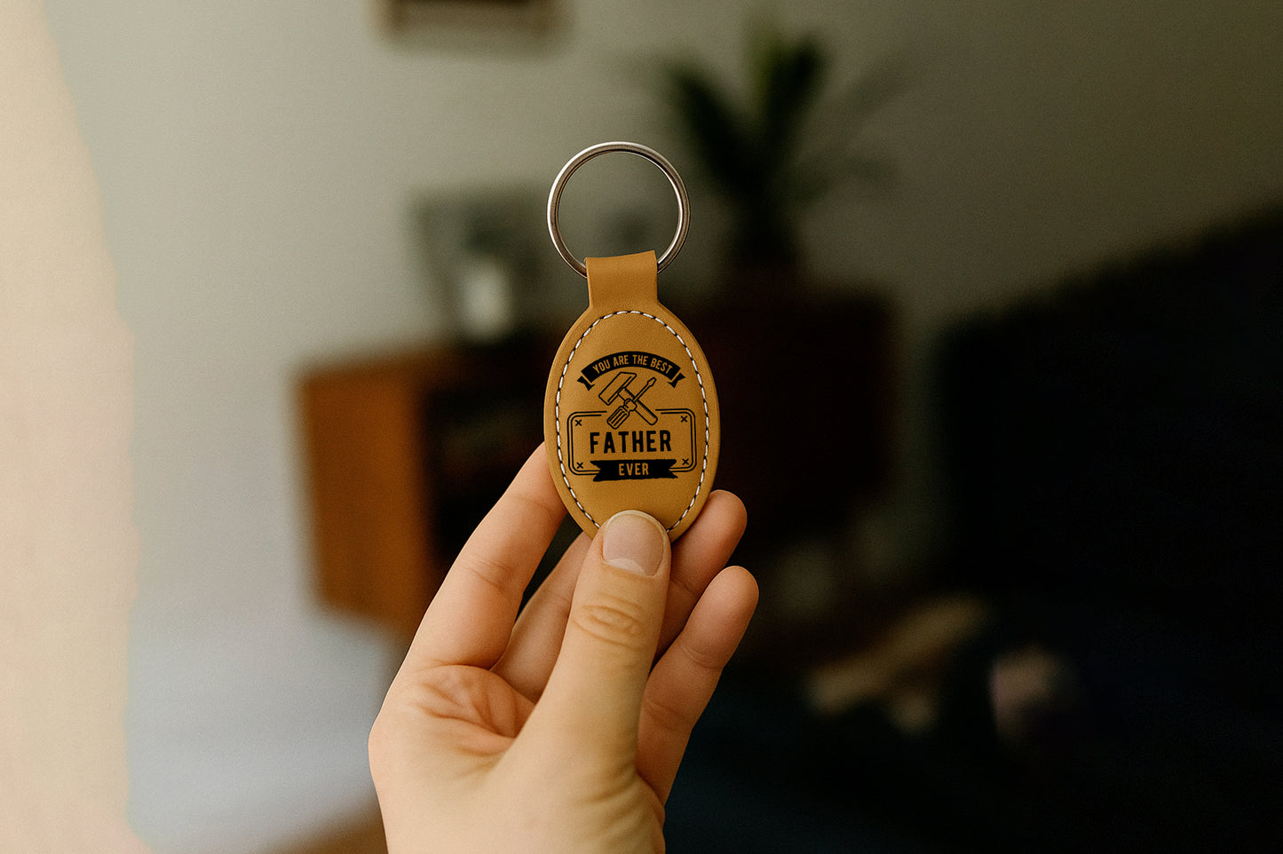 Custom Engraved Leather Keychain, Best Dad Ever Gift, Coolest Husband