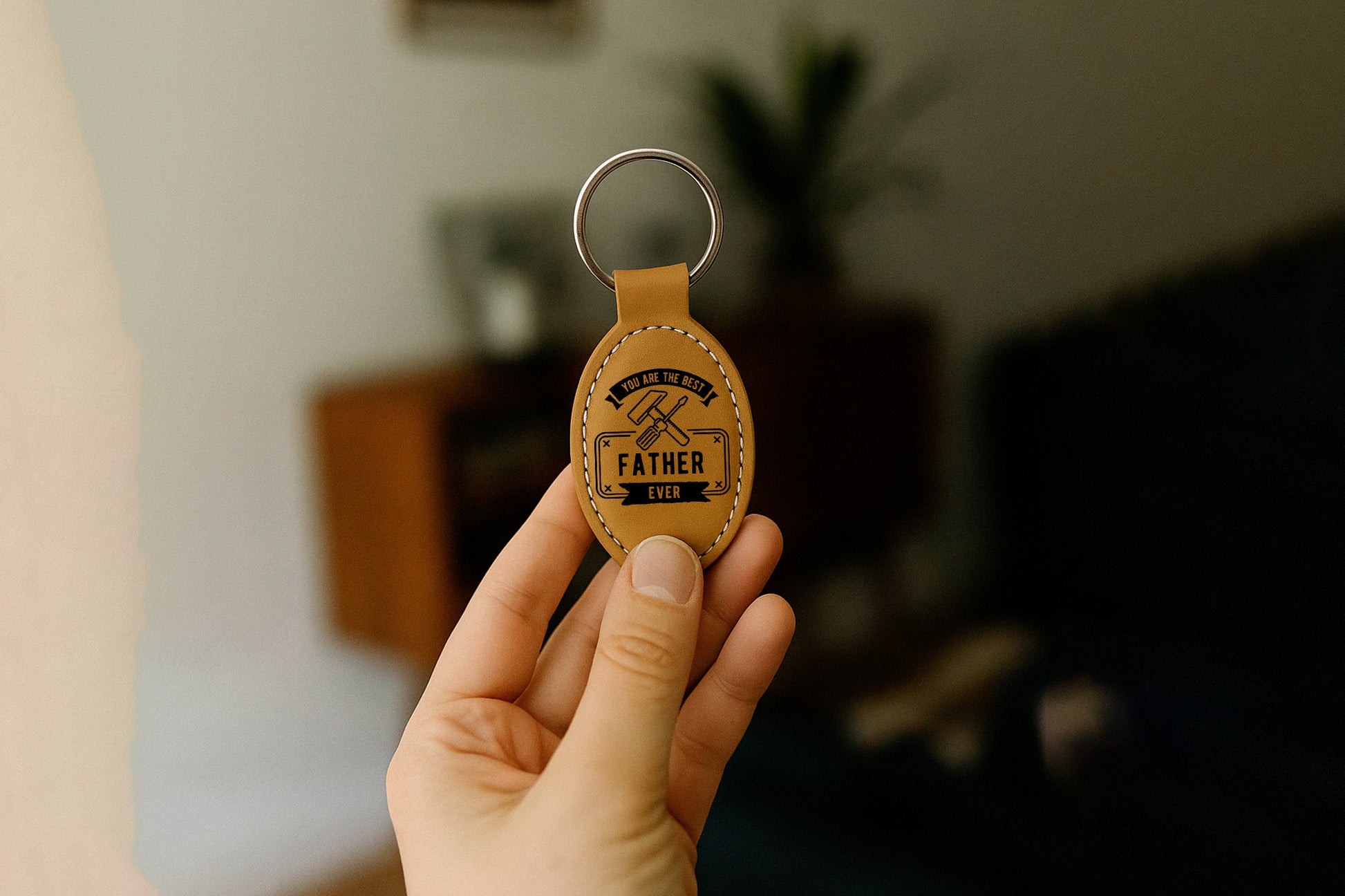 Custom Engraved Leather Keychain, Best Dad Ever Gift, Coolest Husband