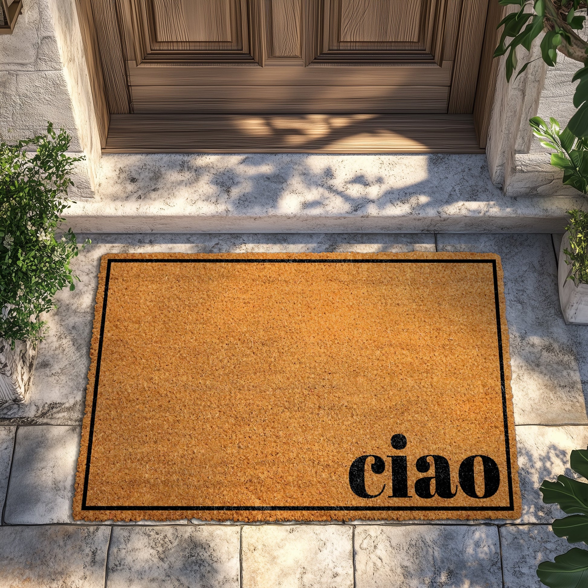 Stylish Greetings: Modern Italian Welcome Mat for Your Front Porch