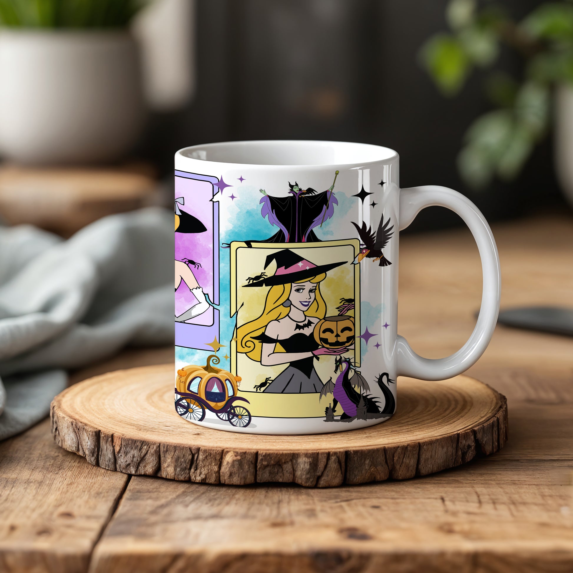 Spooky Princesses and Villains Magic Kingdom Pottery Cup, Halloween Mug