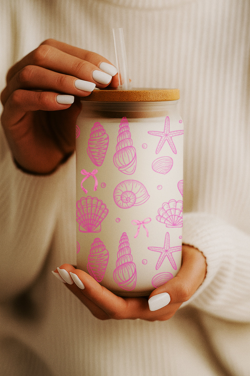 Seashell Tumbler: Aesthetic Pink Design for Trendy Summer Vibes