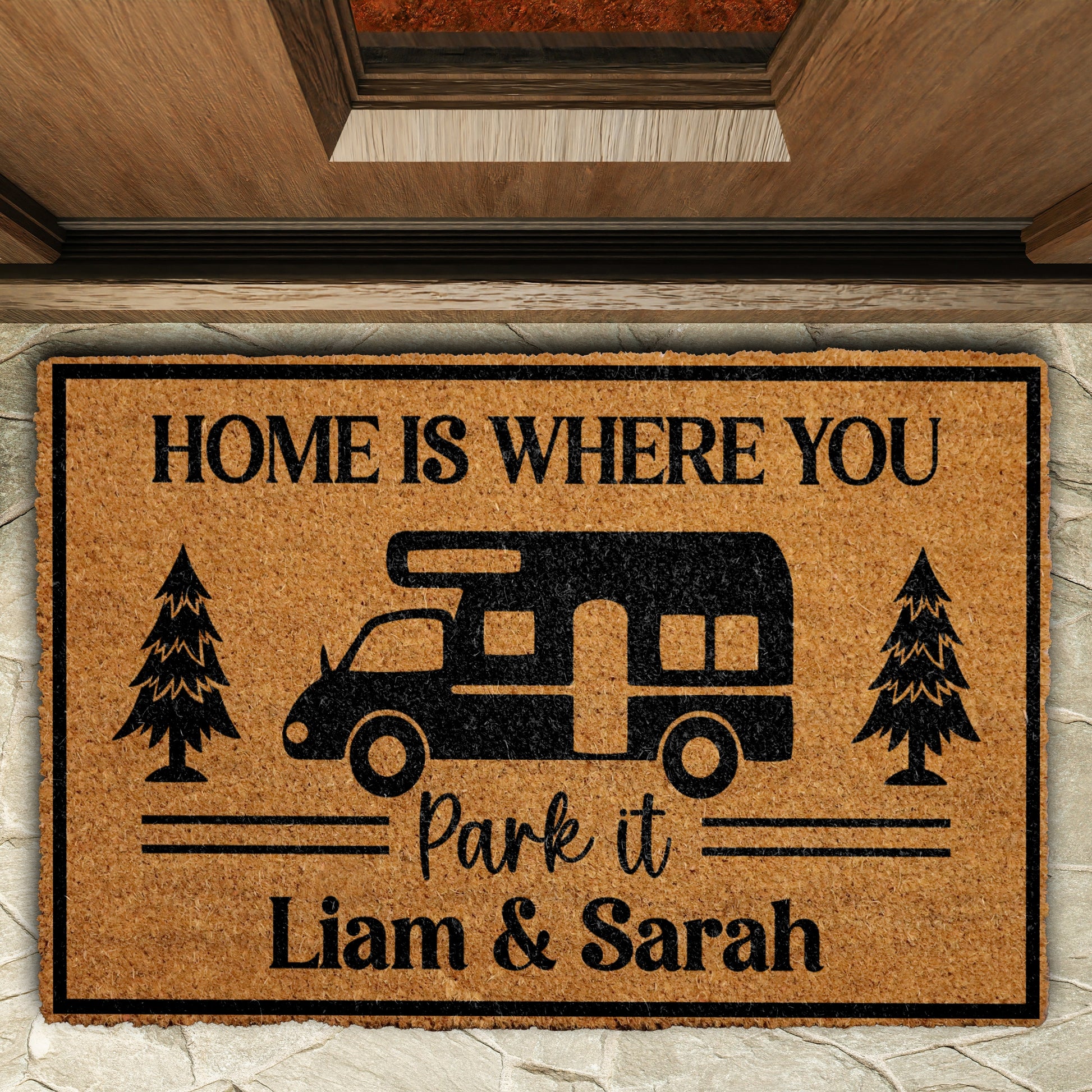 Custom Name RV Doormat, Personalized Camper Decor for Motorhome Camping