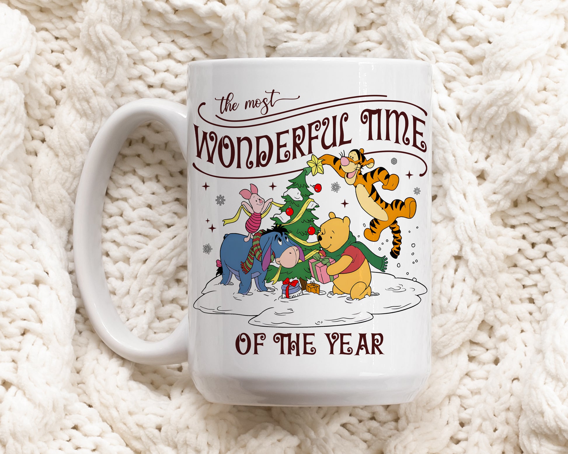 Personalizable Pooh & Friends Xmas Mug, The Most Wonderful Coffee