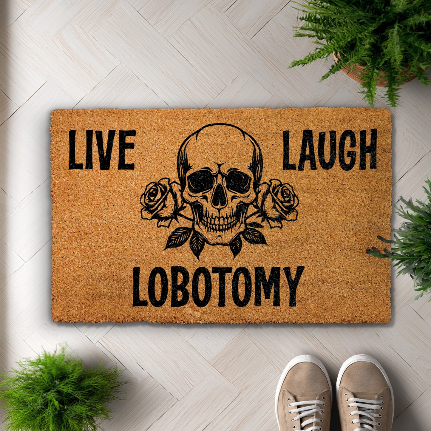 Spooky Season, Gothic Skull Doormat, Dark Humor Welcome Mat
