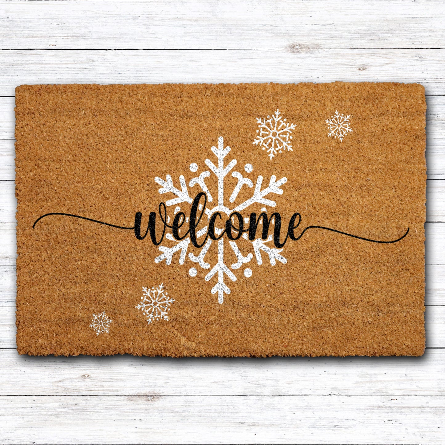 Snowflake Welcome Doormat: Festive Front Porch Decor, Cozy Housewarming Gift