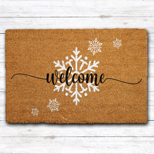 Snowflake Welcome Doormat: Festive Front Porch Decor, Cozy Housewarming Gift