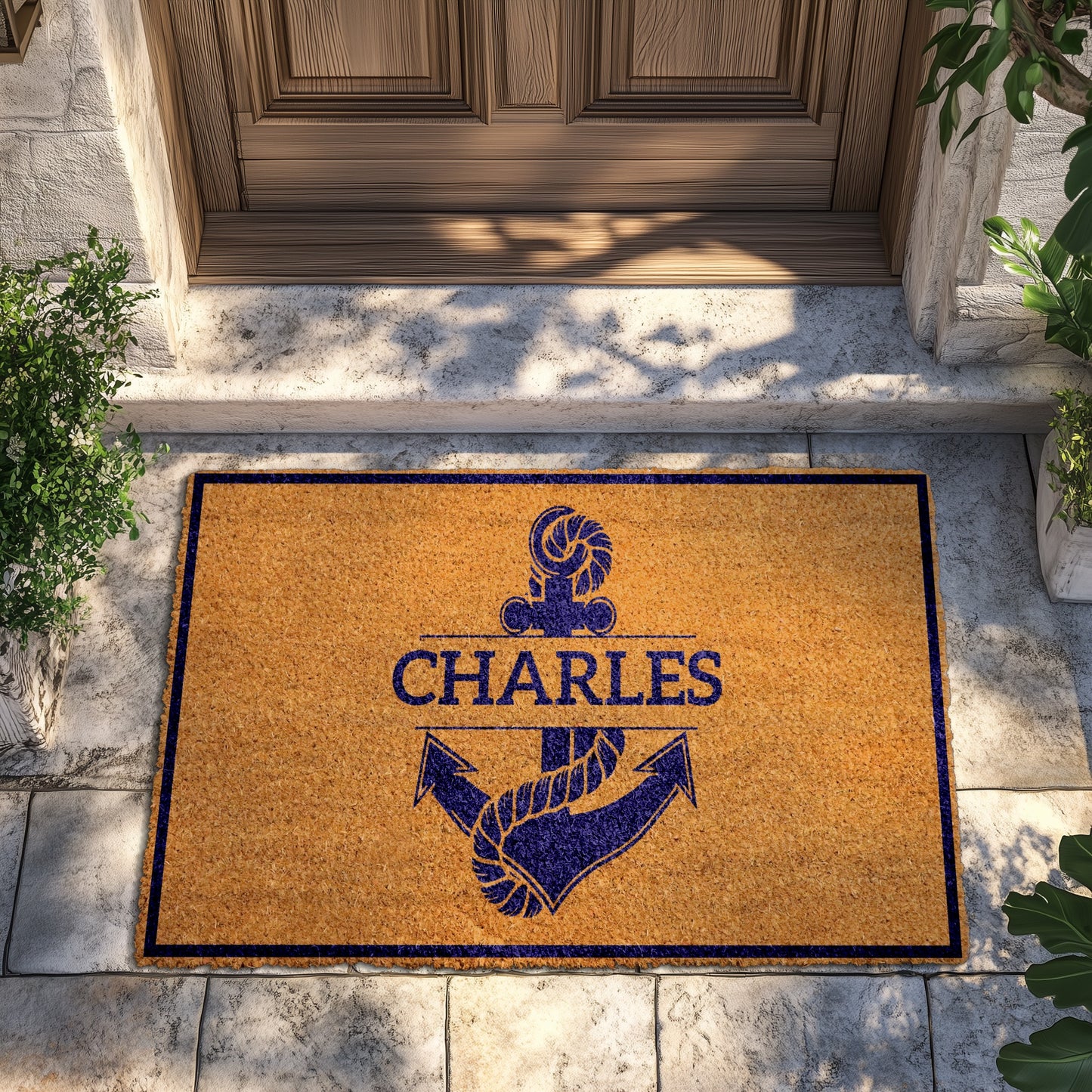 Custom Anchor Doormat, Personalized Nautical Welcome Mat, Coastal Home Decor
