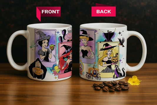 Spooky Princesses and Villains Magic Kingdom Pottery Cup, Halloween Mug