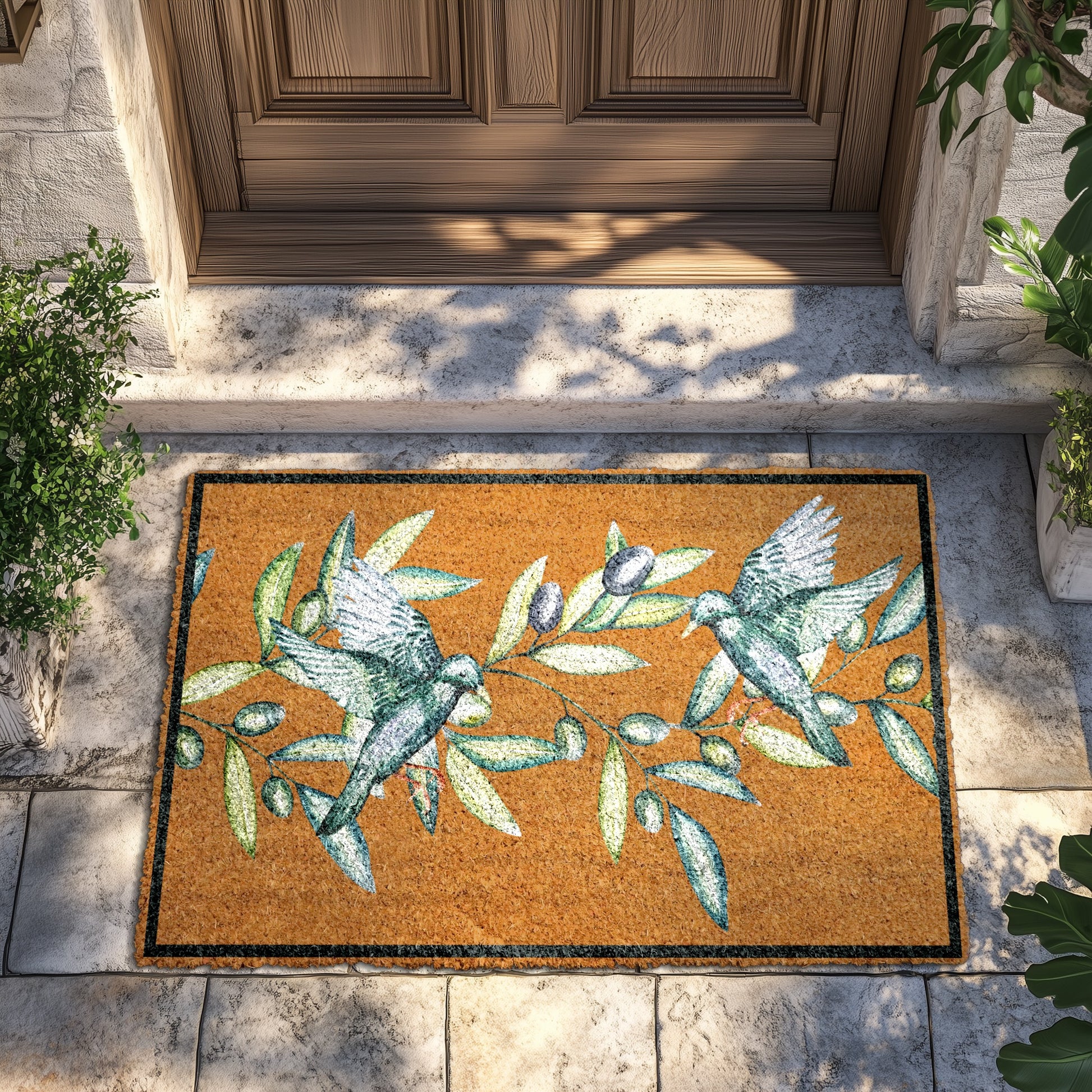 Extend a Peaceful Welcome with Olive Branch & Doves Doormat