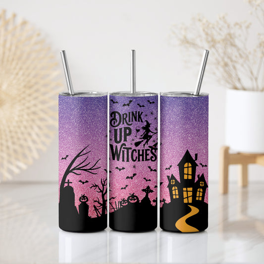 Witchy Town Halloween Tumbler, Funny Spook Season Drinkware with Straw