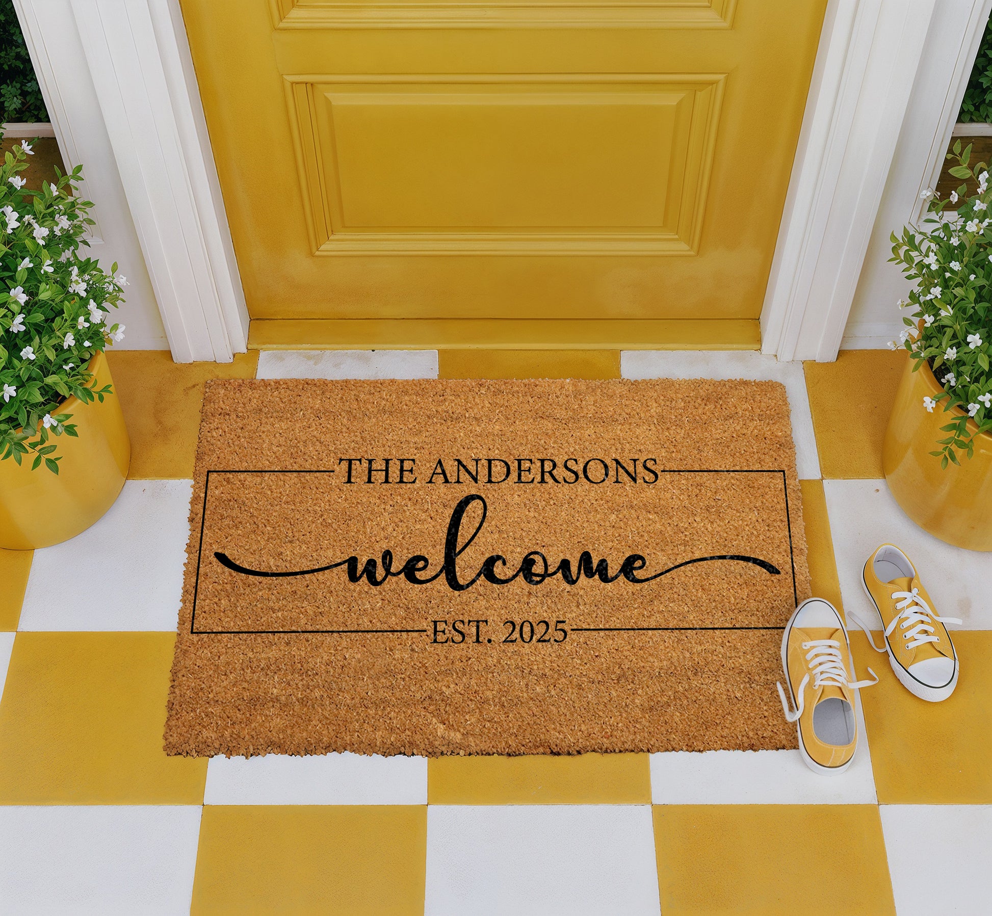 Custom Personalized Family Name Welcome Doormat, Wedding & Housewarming Gift