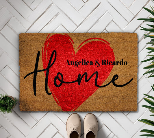 Personalized Heart Design Welcome Mat for Homeowners, Cute Front Decor