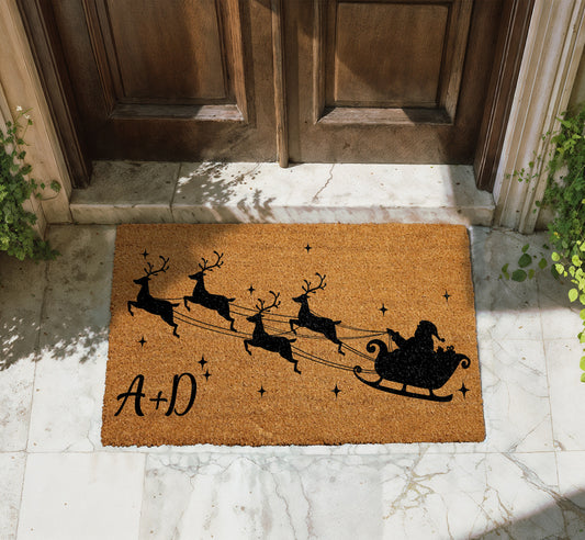 Festive Personalized Christmas Doormat, Customized Holiday Home Welcome Mat