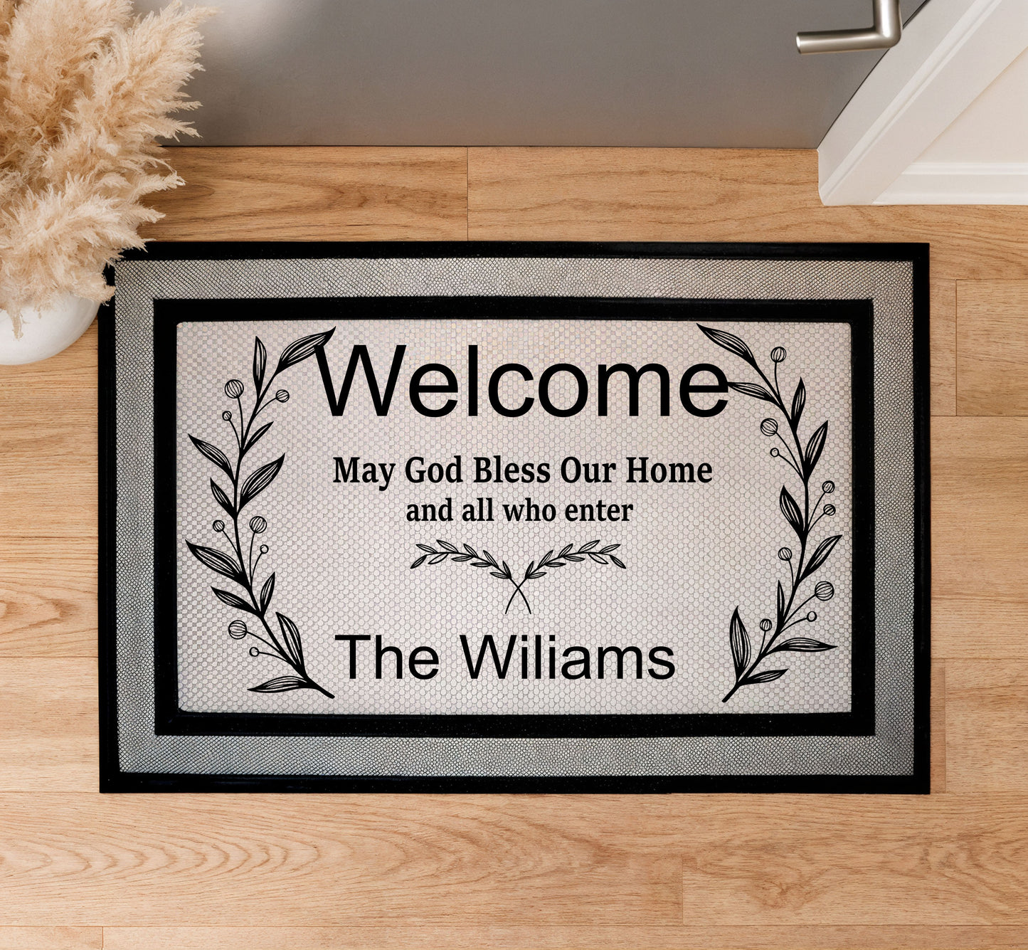 Custom Religious Welcome Mat: Personalized Family Blessings Doormat
