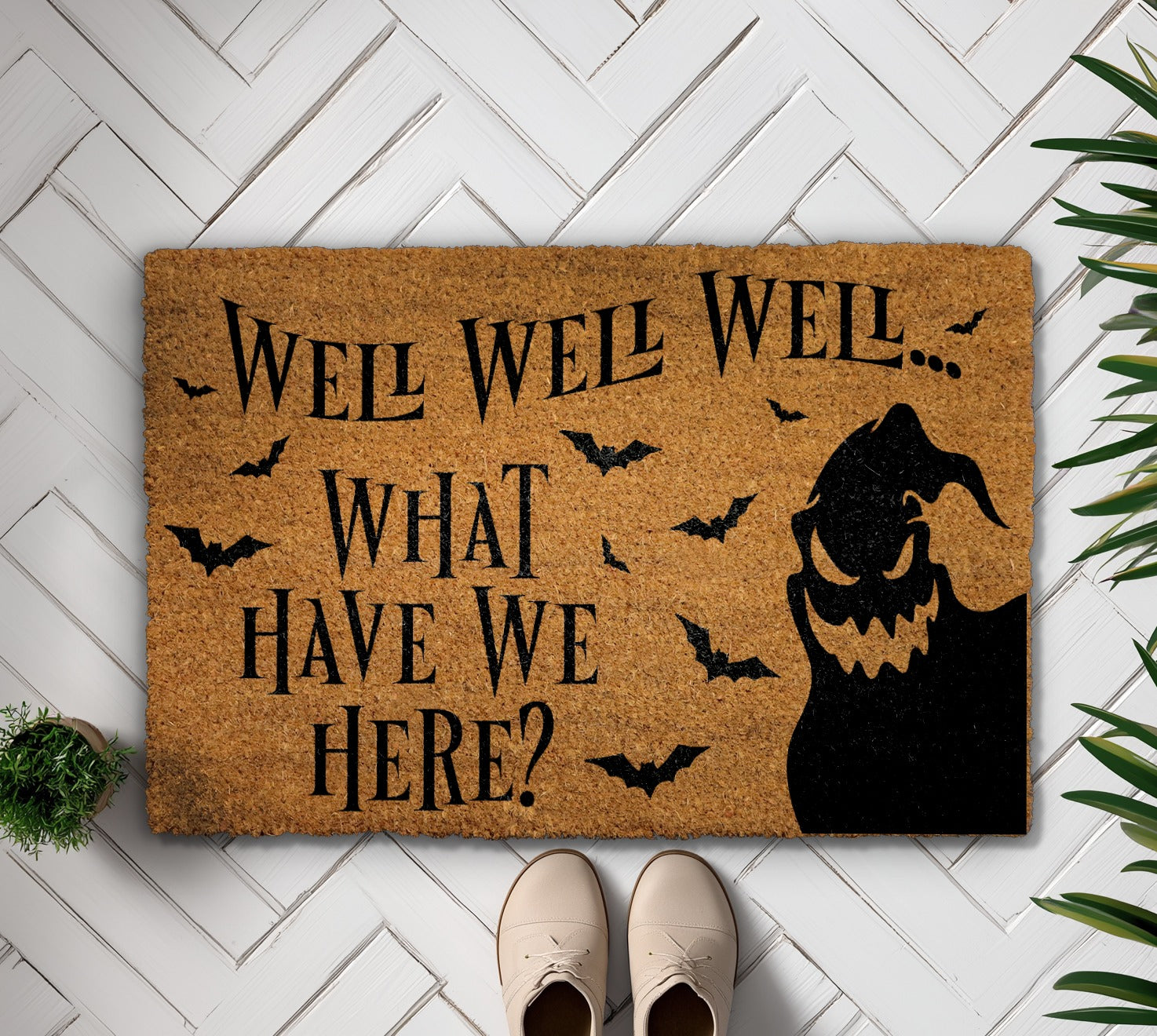 Spooky Bat Porch Rug, Nightmare Inspired Coir Mat for Halloween