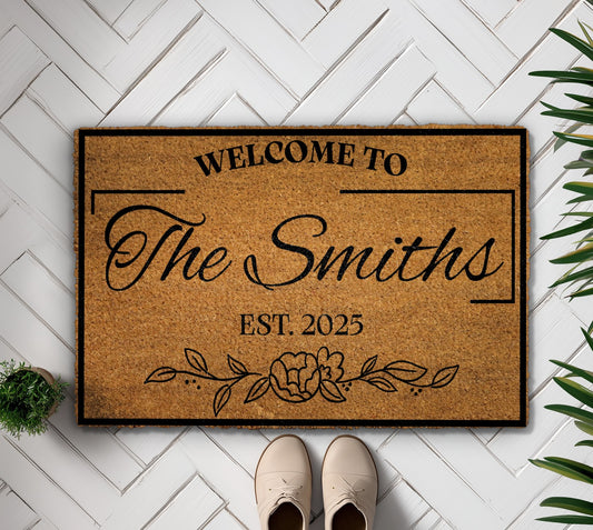 Custom Family Name Doormat: Personalized Welcome Mat for Wedding Gift