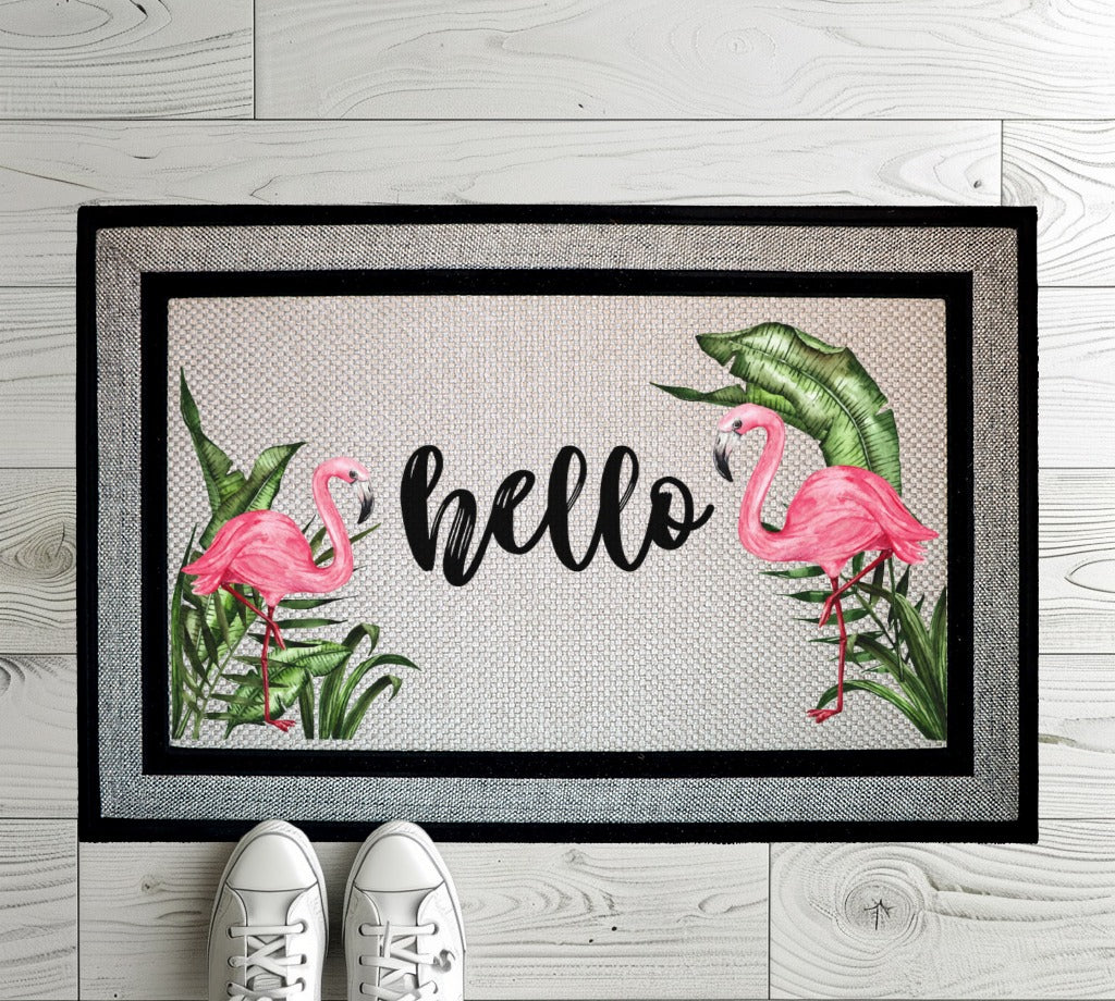 Tropical Leaves Welcome Mat: Summer Front Porch Decor, Cute Housewarming Gift