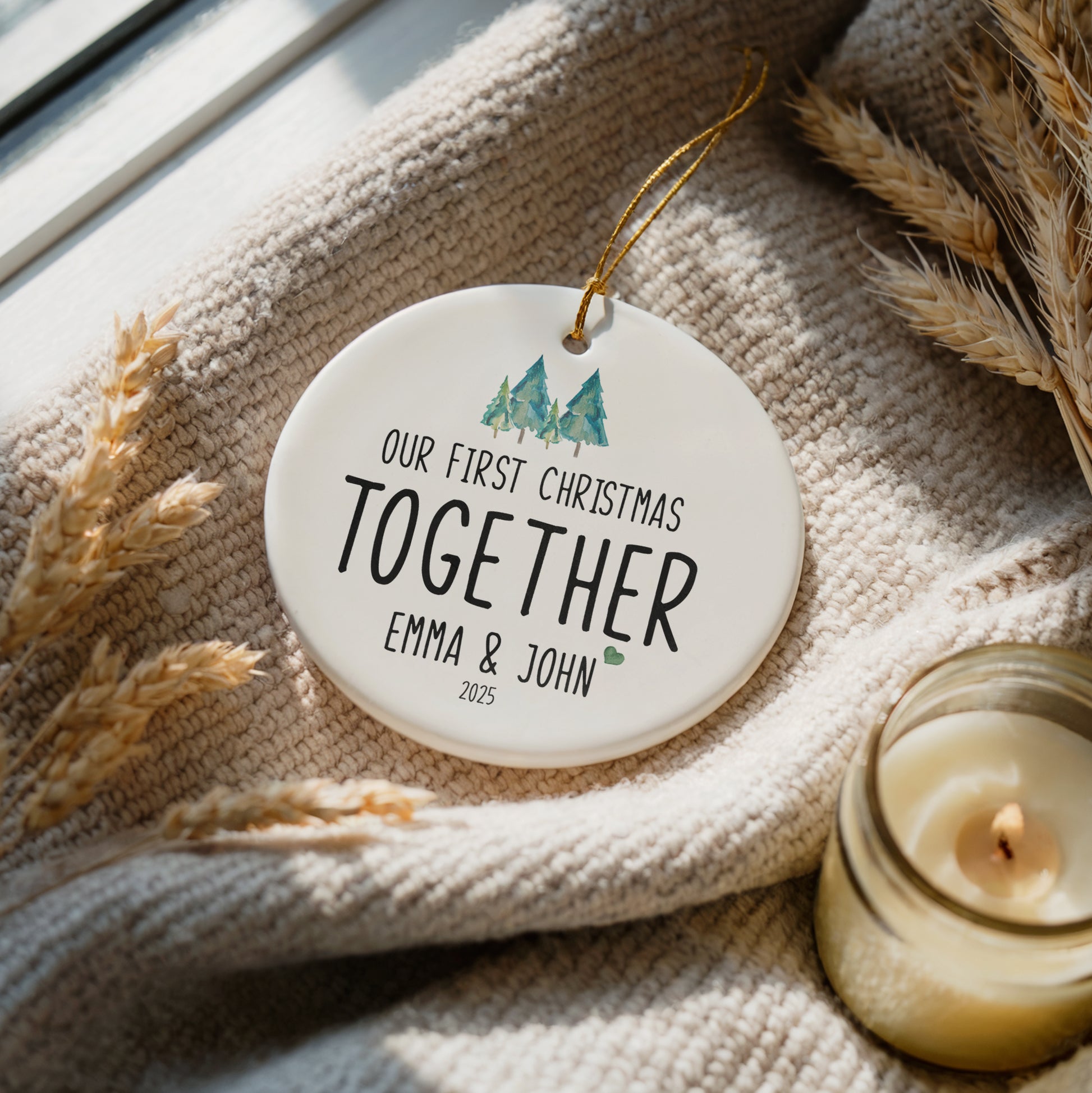 Personalized Couple Keepsake Ornament, Cute Christmas Tree Decoration
