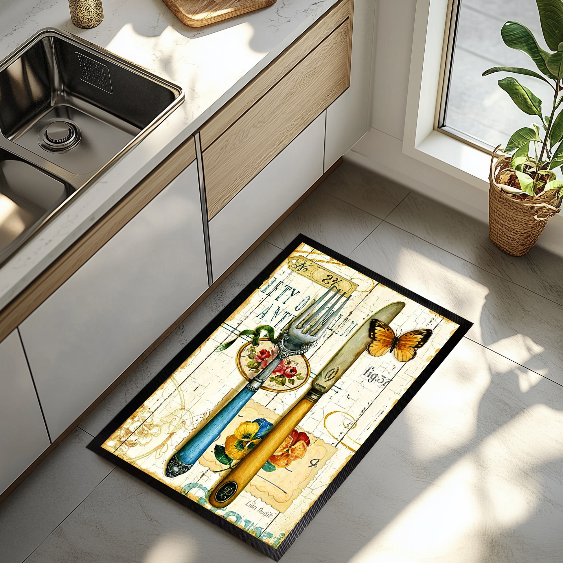 Cozy Housewarming Kitchen Mat, Minimalist Decor, Non-Slip Rug for Indoors