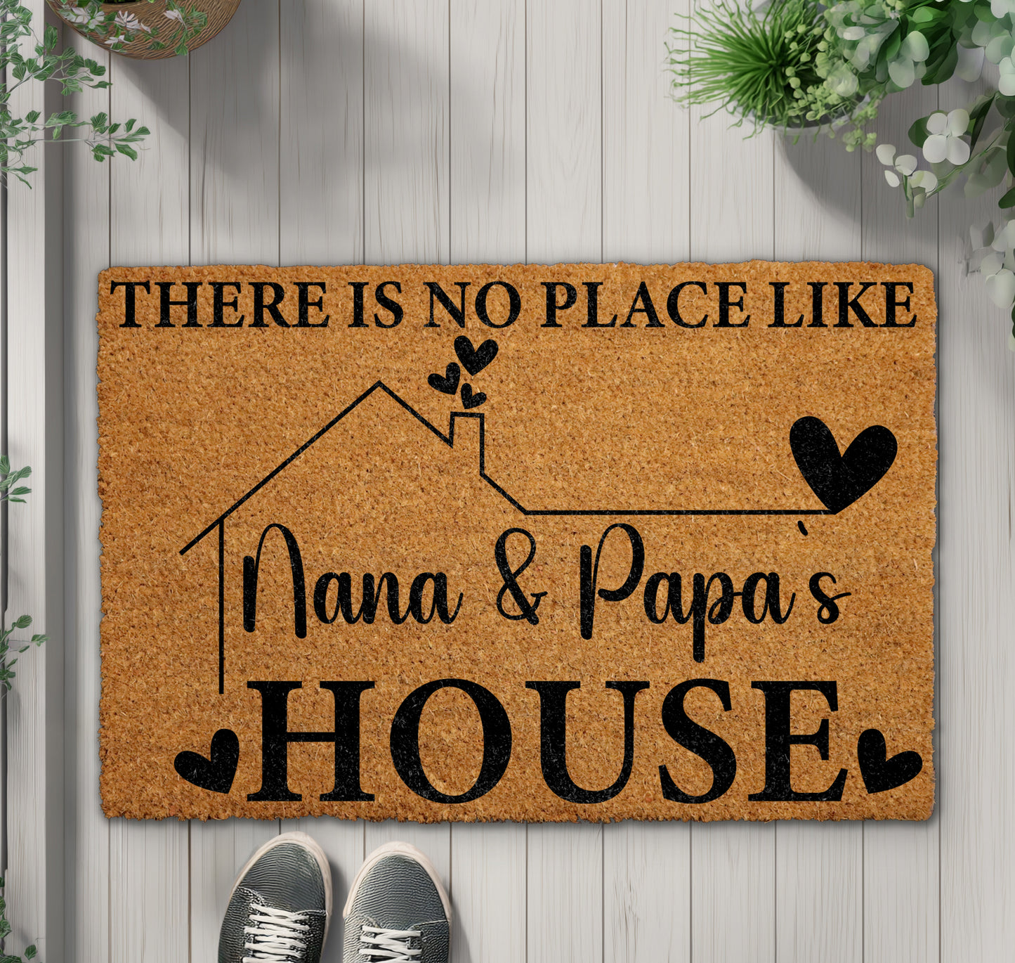 Nana & Papa's Welcome, Happy Family Decor, Coir Porch Mat