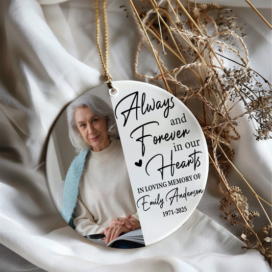 Custom Ceramic Ornament for Personalized Remembrance, Always in Our Hearts