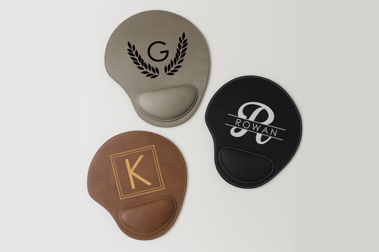 Custom Engraved Vegan Leather Mousepad with Wrist Support, Perfect Gift