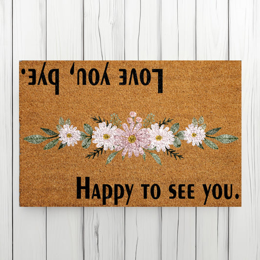 Floral Welcome Mat, Cute Housewarming Gift, Daisy Flower Porch Rug