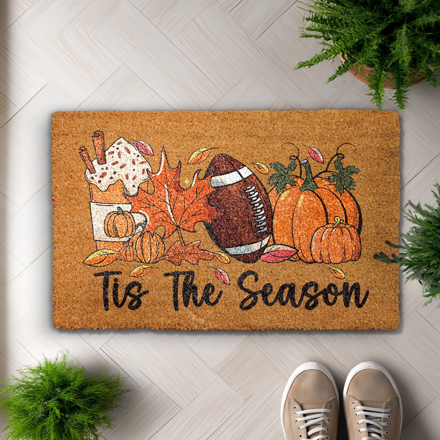 Cozy Welcome: Thanksgiving Mat, Pumpkin Spice, Football – Perfect Housewarming Gift!