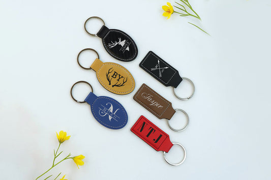 Rustic Dad Key Chain, Personalized Wild Animal Leather Keychain