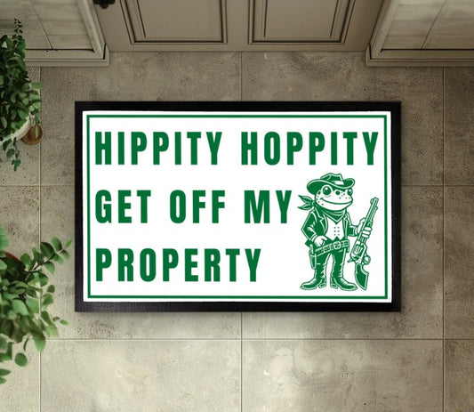 Hippity Hoppity Frog Doormat, Snarky Indoor Welcome Mat, Funny Decor