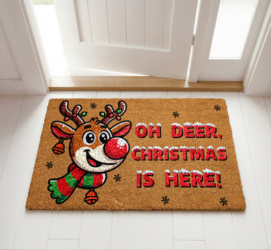 Oh Deer, Holiday Cheer! Festive Reindeer Doormat for Christmas Coziness