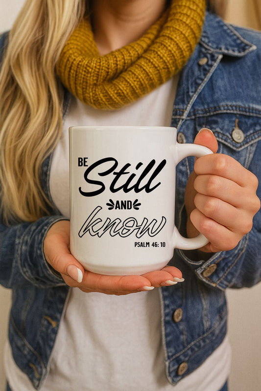 Psalm 46:10 Christian Ceramic Mug, Inspiring Scripture Tea Cup