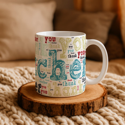 Teacher Thank You Pottery Cup, Retirement Gift Coffee Mug