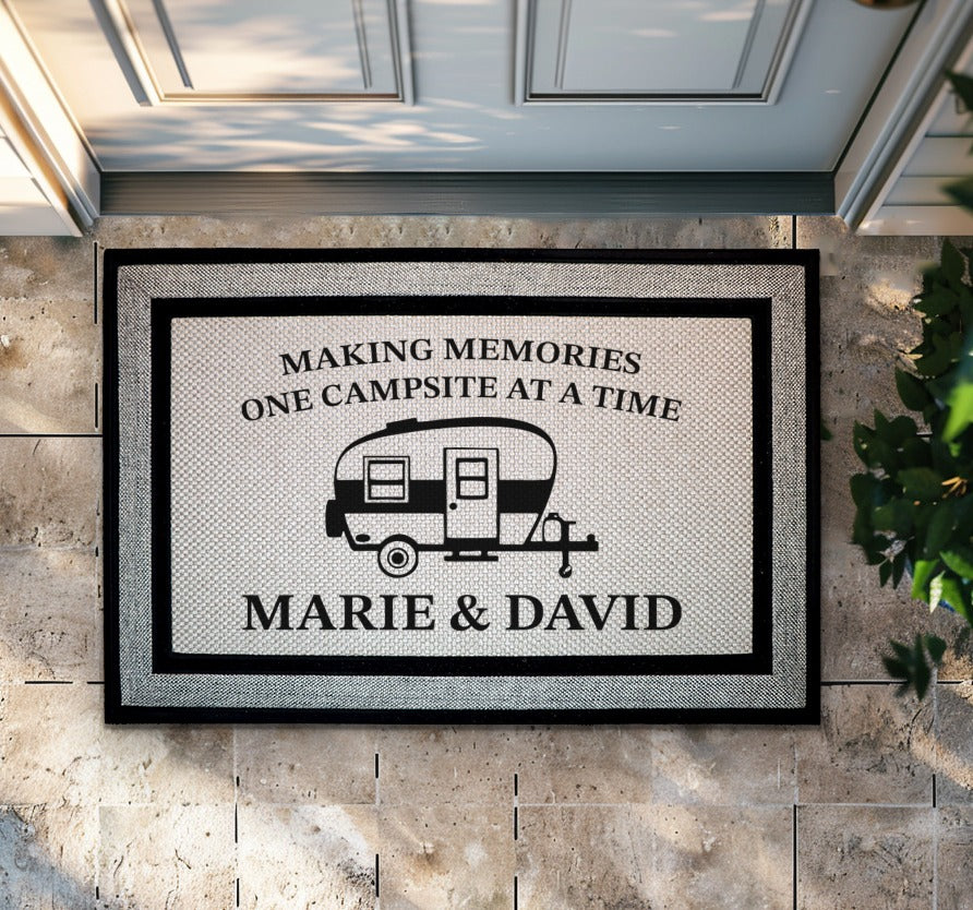 Personalized Campsite Memories Doormat, Custom RV Decor, Camping Gift