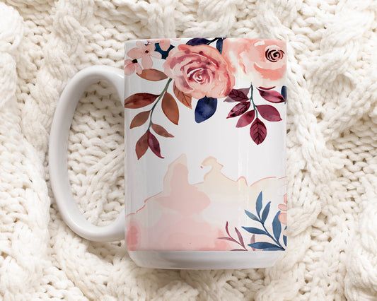 Elegant Rose Design, Romantic Vintage Floral Tea Mug, 11oz or 15oz
