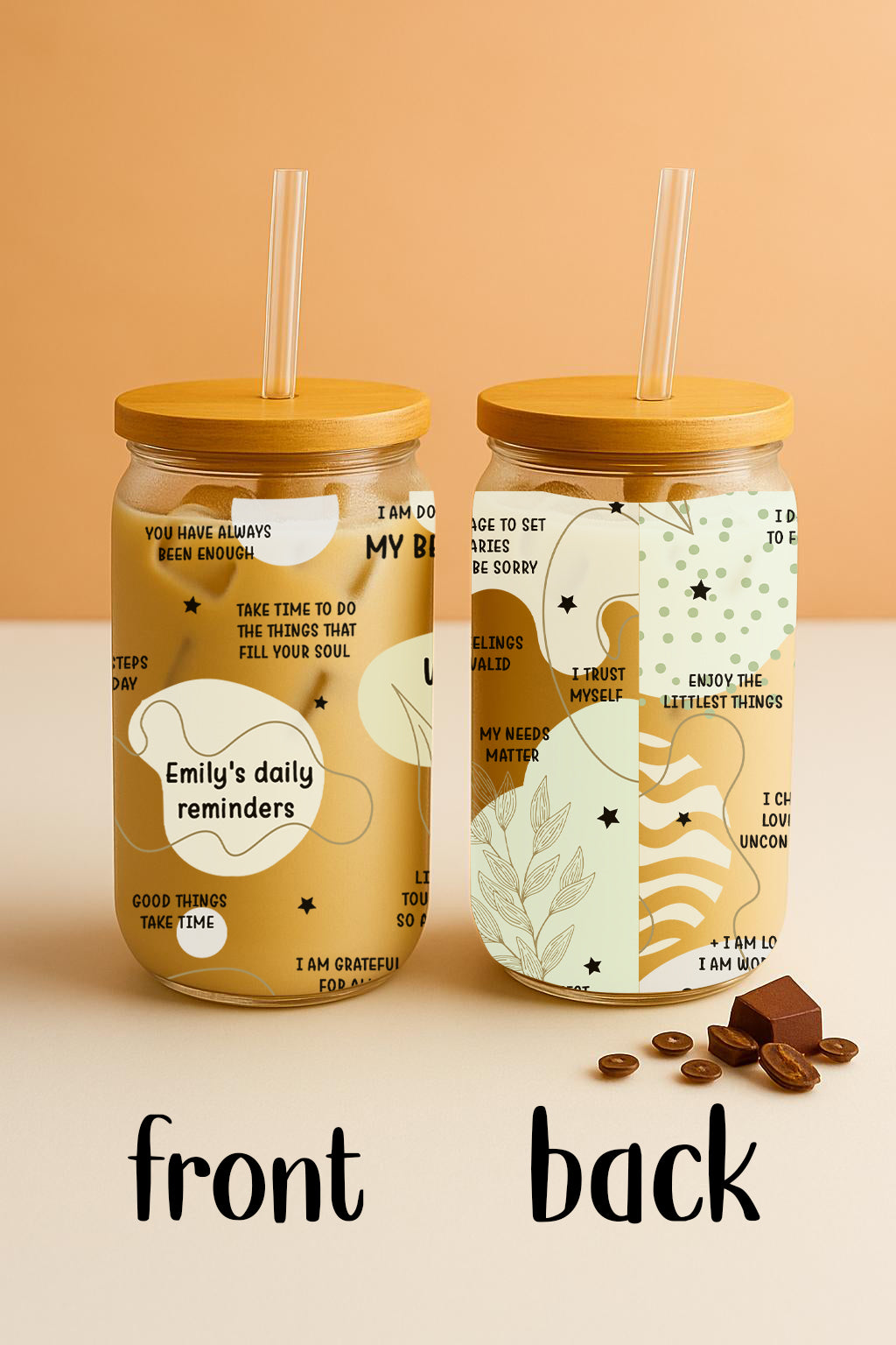 Empowering Smoothie Cup, Custom Daily Reminder Iced Coffee Glass