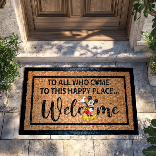 Mickey Doormat: Disney Fan's Happy Place Welcome, New Home Gift