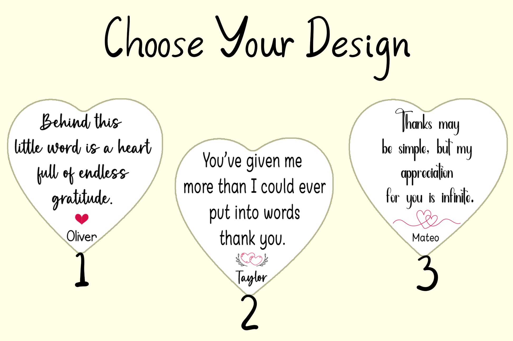 Personalized, Heart Shape Thank You Ornament: Minimalist Gratitude Keepsake