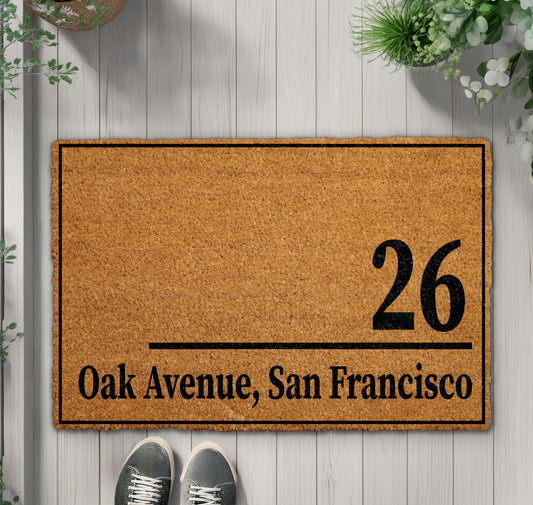 Personalized Address Doormat, Stylish Home Decor Rug for Front Porch
