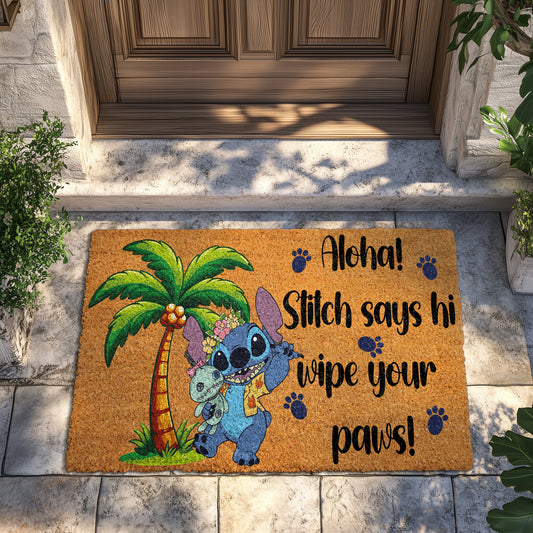 Stitch Aloha Doormat, Perfect for Tropical Ohana Outdoor Decor!