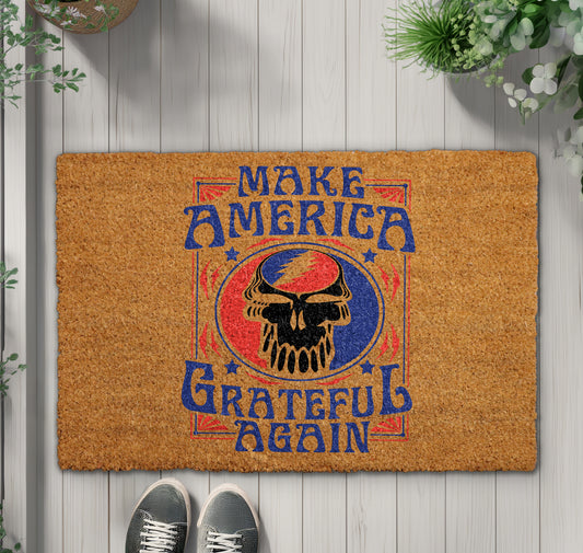 Grateful Stealie Skull, Music Lover Deadhead Coir Door Mat