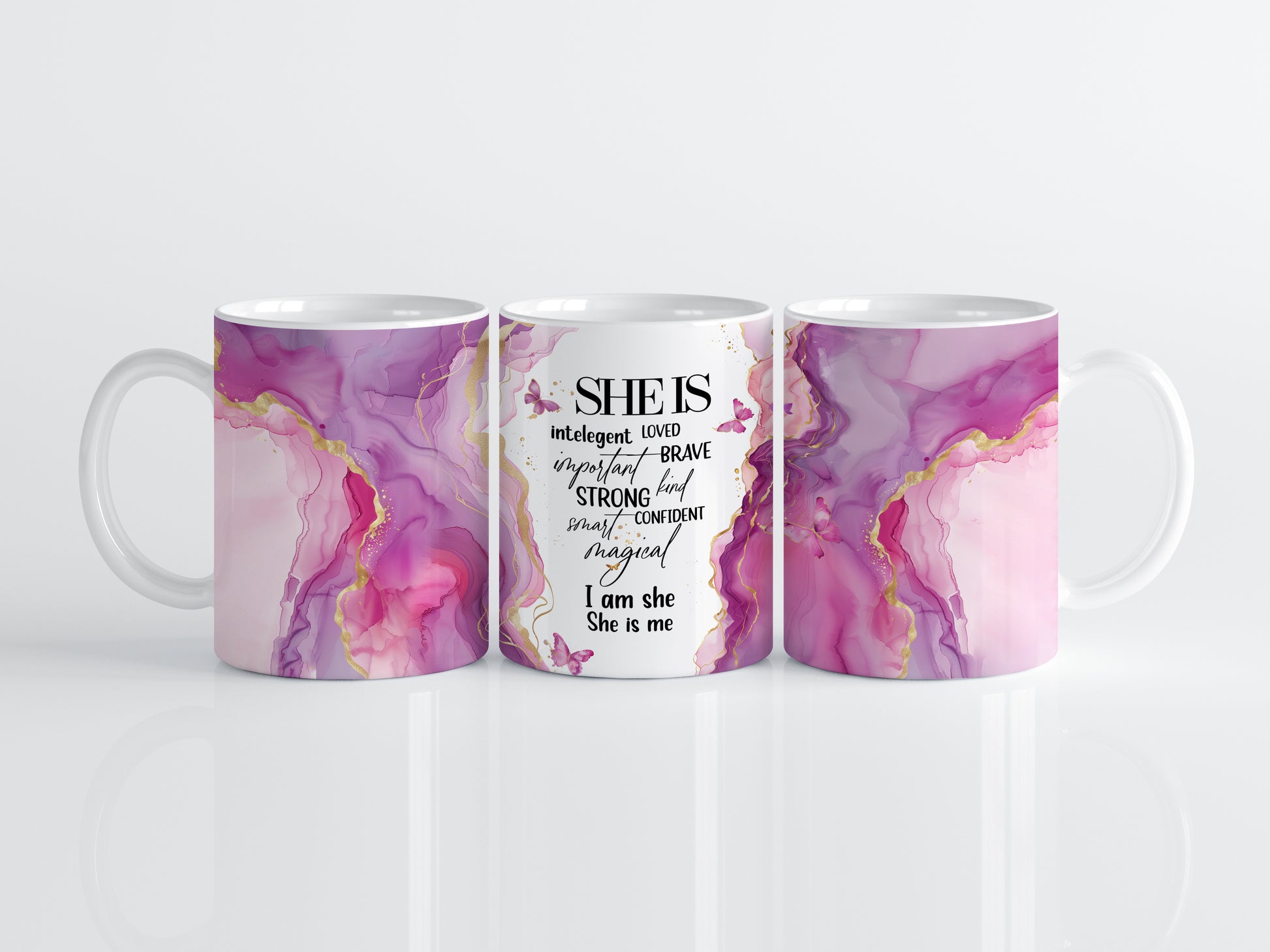 Empowerment in a Mug: Strong, Smart, Kind - Marble Theme