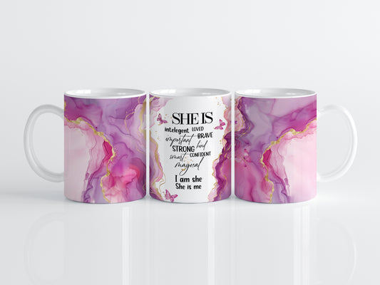 Empowerment in a Mug: Strong, Smart, Kind - Marble Theme