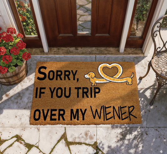 Funny Dachshund doormat, humorous home decor for dog lovers