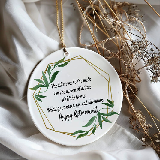 Elegant Retiree Ceramic Ornament, Meaningful Thank You Celebration Gift