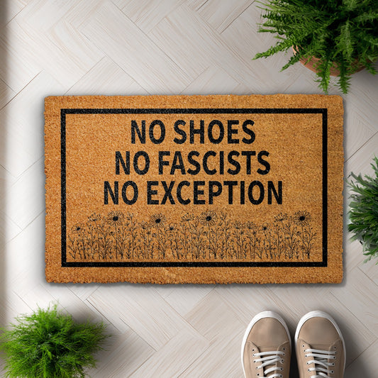 Floral Anti-Fascist Doormat, Progressive Front Porch Mat, Ideal Gift