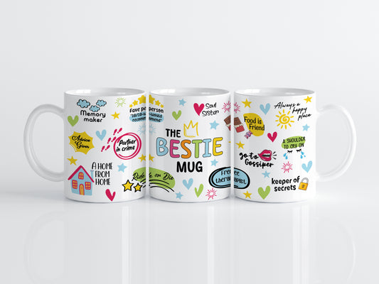 Colorful Bestie & Soul Sister Ceramic Mug, Girls Tea Cup