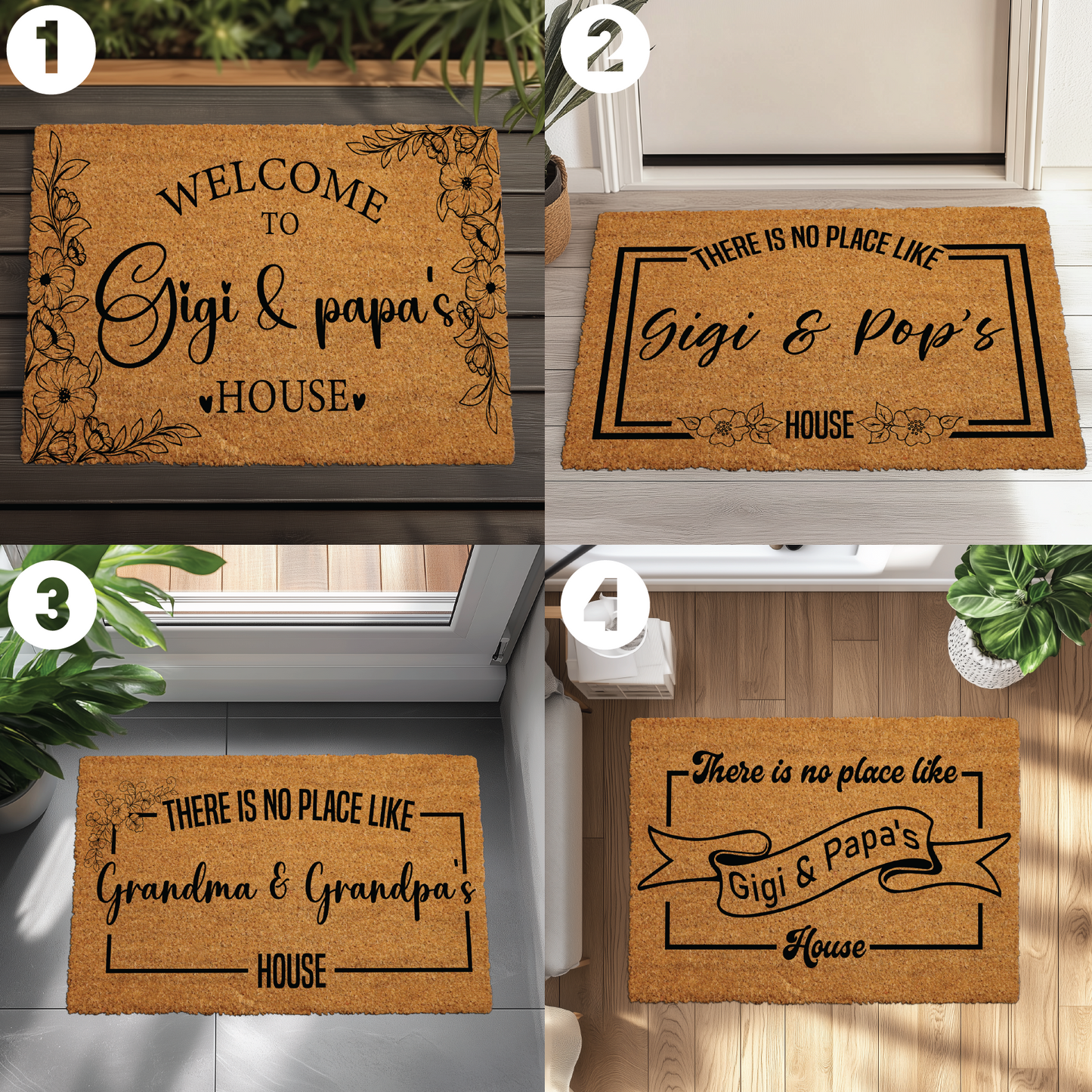 Personalized Grandparents Doormat, Welcoming Guests to Gigi and Papa's Home
