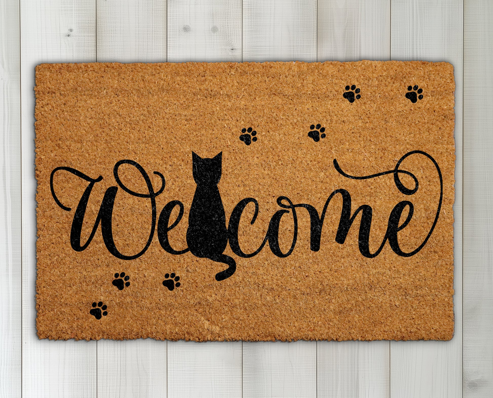 Welcome feline friends with paw print doormat, a unique gift!
